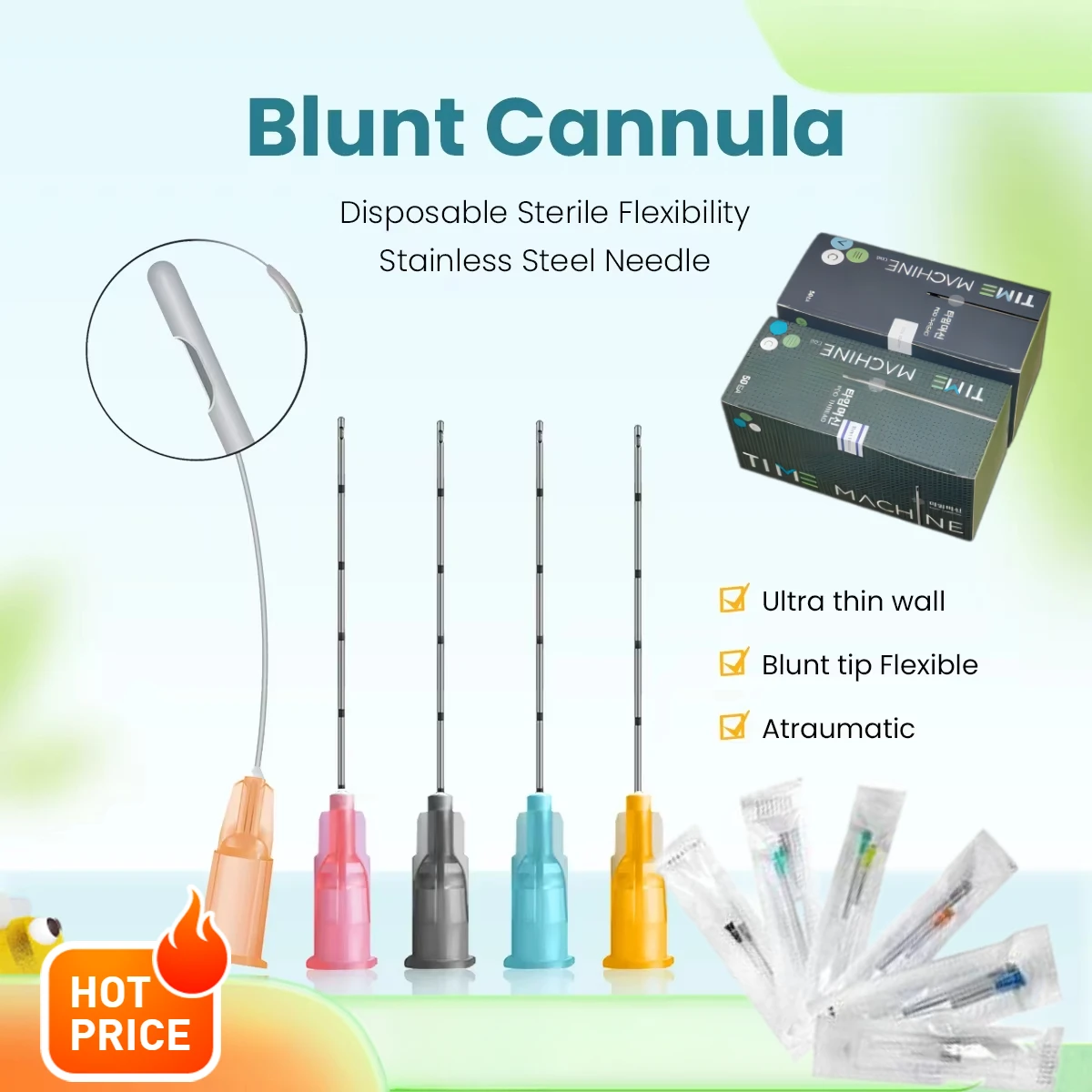 

20pcsTatto Aseptic medical needlesFacial injection filling intubation head 22G 25G 27G 30GM50MMDisposable blunt needle