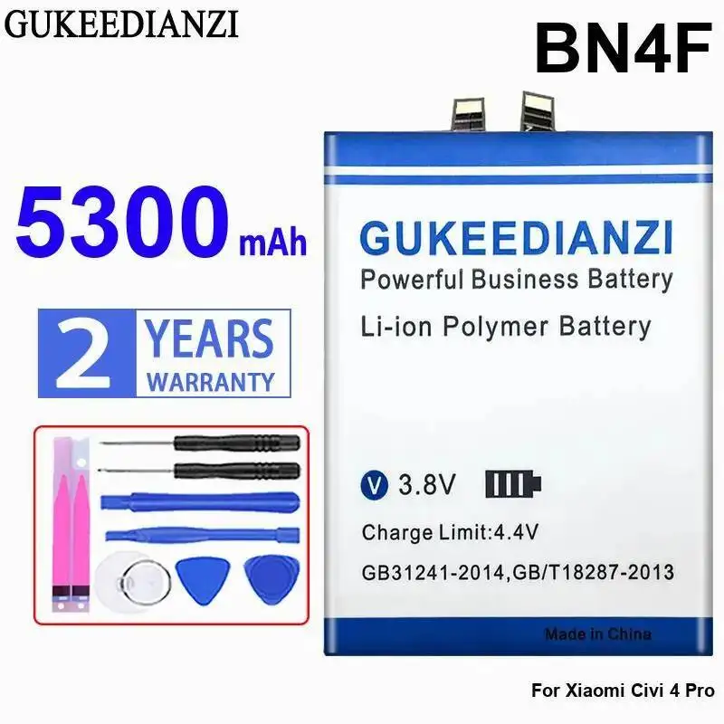 

5300Mah For Xiaomi Civi 4 Pro Mobile Phone Battery BN4F Safe