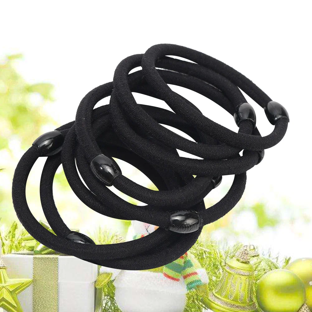 

8 Pcs Hair Ribbons Ponytail Holder European and American Elastic Bands Accessories Black Ties