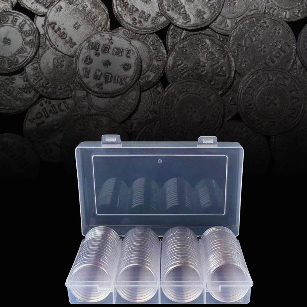 

Coin Case | 60 Pieces Round Coin Holder and 8 Sizes Protect Gasket | Easy Using Dustproof Coin Colle