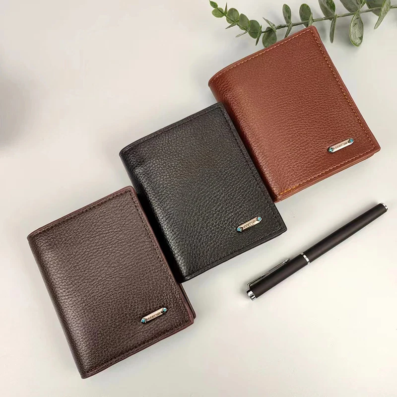 Men Short PU Leather Wallet Multi-Slot Coin Pocket Business Credit ID Card Holder Wallet Men Purse Simple Dollar Coin Money Bags