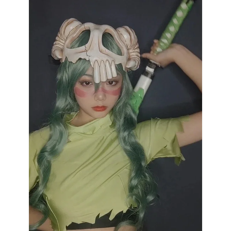 BLEACH Neliel Cosplay disfraz Nel pelucas máscara casco vestido de mujer para fiesta de Halloween rlu;3