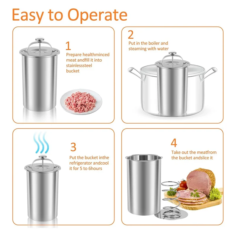 ABKW-Fleisch Presskocher Edelstahl Schinken Maker Schinken Maker Fleisch Pressen Für Die Herstellung Von Schinken Pressen Fleisch Maker