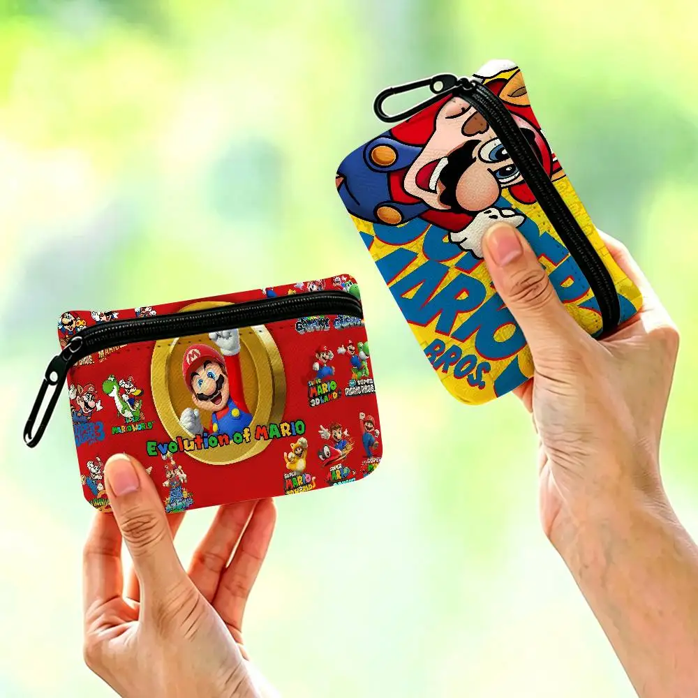 Super Mario Bros Game Waterproof Oxford Cloth Zipper Wallet Portable Hanging Small Coin Purse For Travel view 3