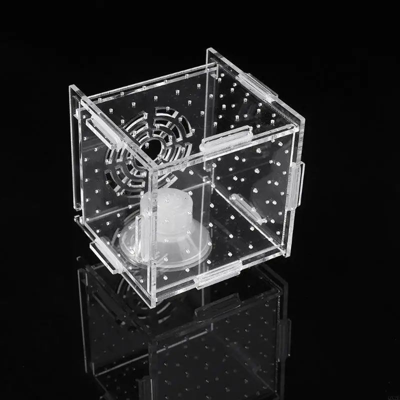 QX2E Fish Breeding Box Clear Acrylic Fish Isolation Boxes Aquarium Hatchery Incubator with Suction Cup for Newborn Shrimp