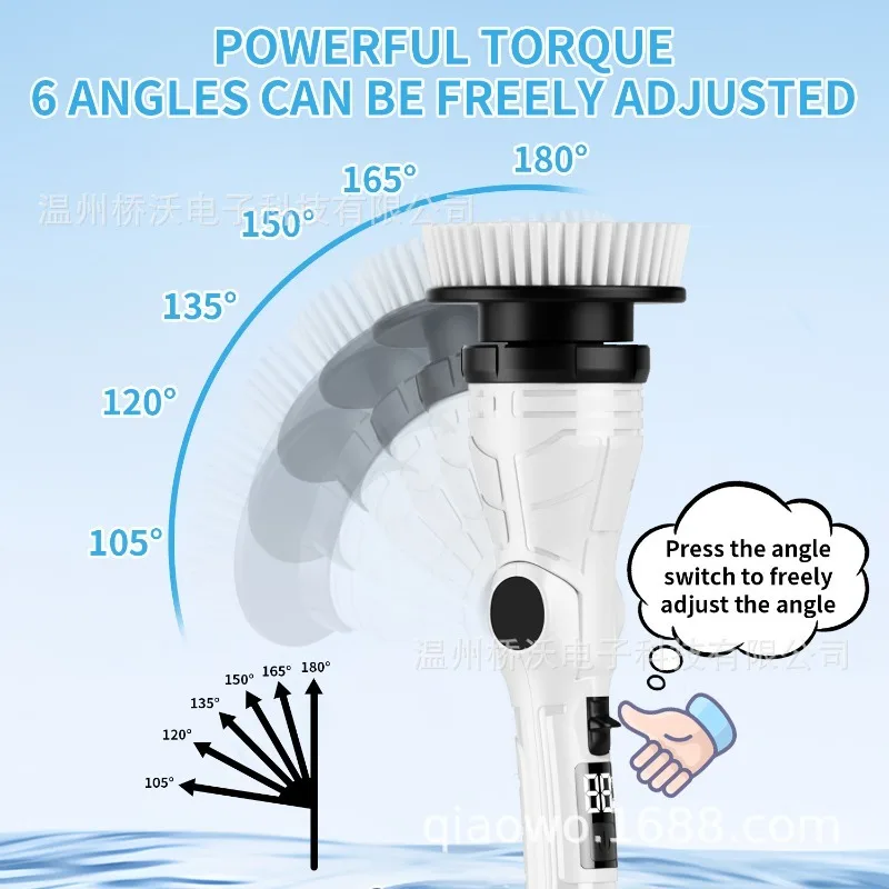 Multifunctional Foldable Extendable Multi-angle Electric Spin Scrubber for Bathroom Tub Tile Kitchen Cleaning Tool