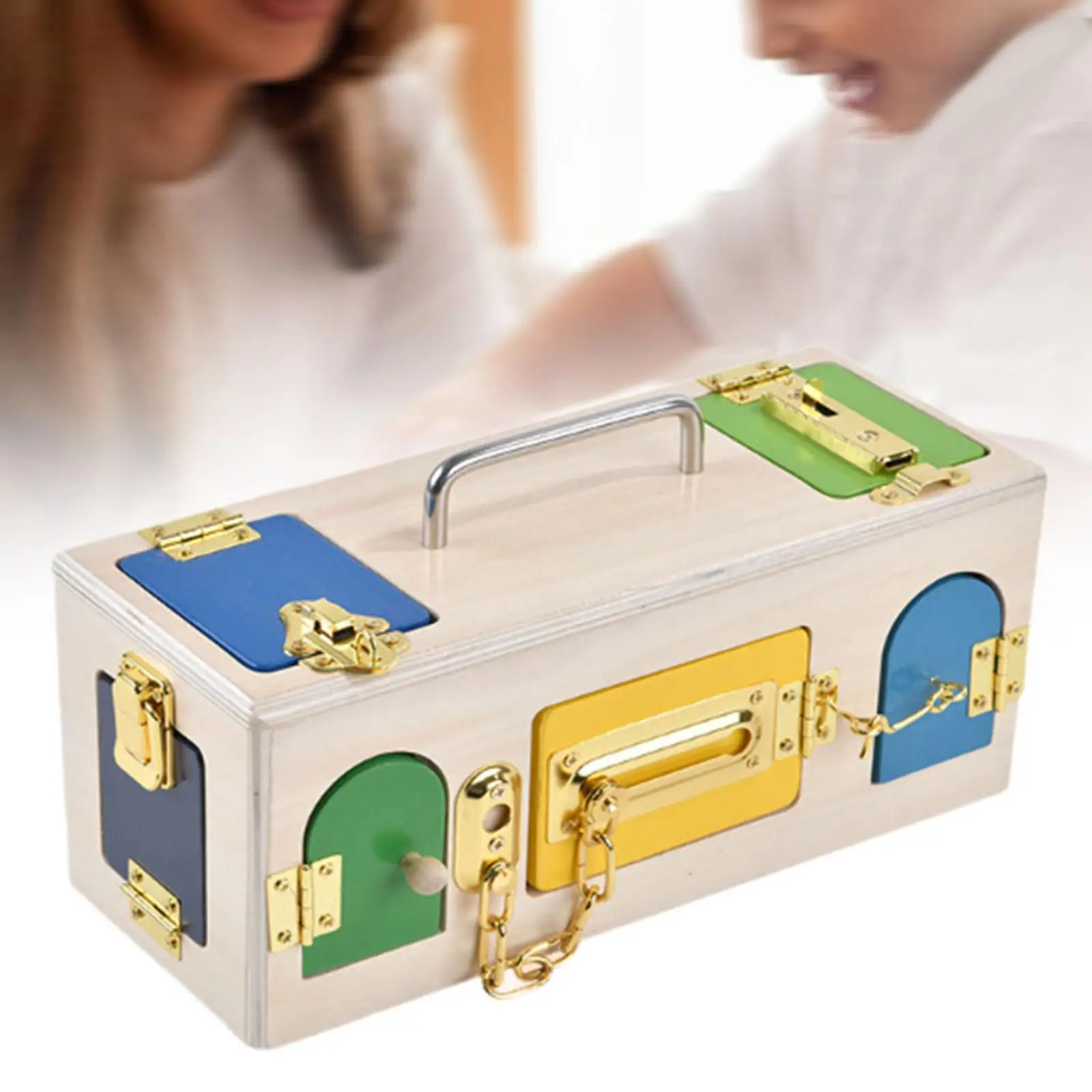 

Montessori Lock Box Wood Lock Box for Preschool School Airplane Travel
