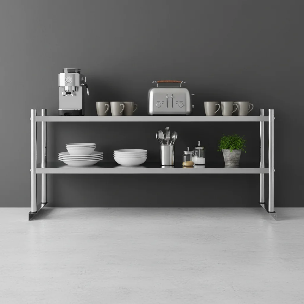 

2 Layers Stainless Steel Adjustable Shelves,Floor-standing Storage Rack,Steel Rack Shelving for Kitchen Commercial Use