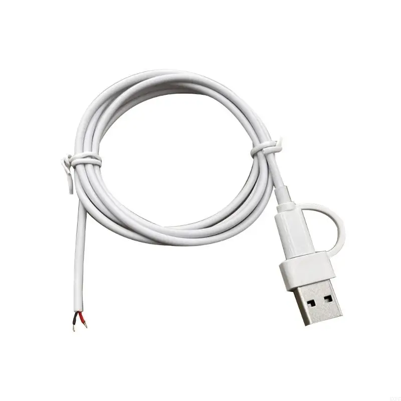 USB C to 2-контактный кабель с открытым концом, 5 В/2 А, USB Type C, штекер, 2-контактный разъем, сменный провод питания, кабель «сделай сам», для светодиодного освещения