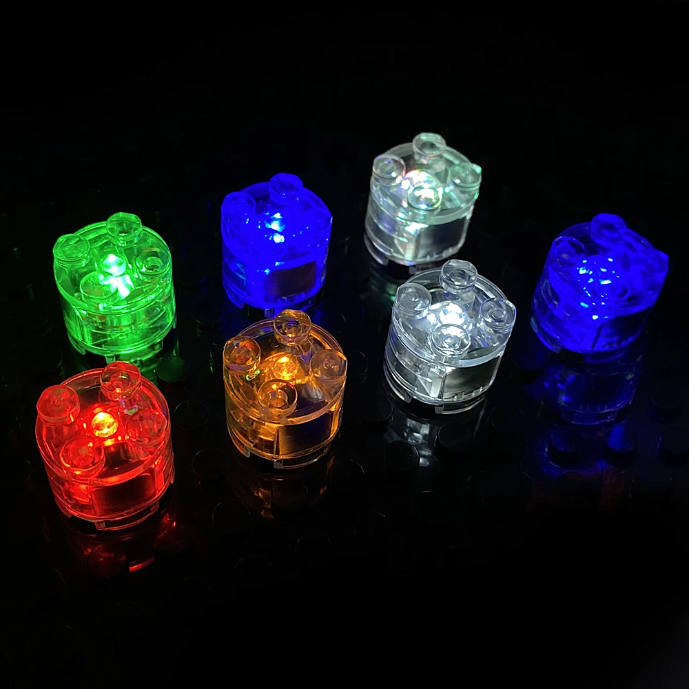 3Pcs Diy Toys Round/Square Led Light Brick Luminescent Lamp Colorful Accessories Building Micro Landscape Scene Layout Materials