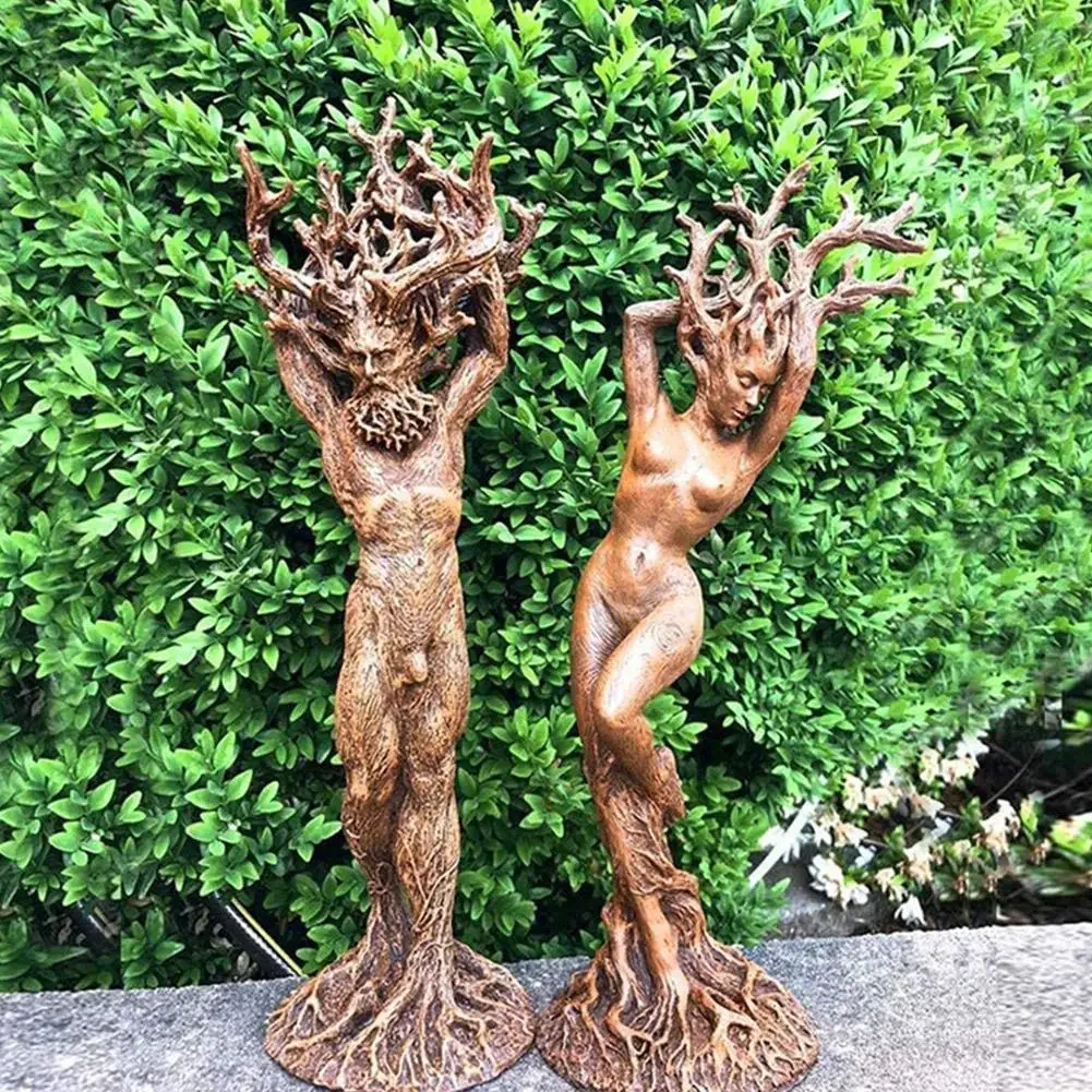 Forest Goddess Statue Resin Ornaments Garden Handicraft Tree God Ornament Crafts Ornaments Green Man Statue Tree God Ornaments