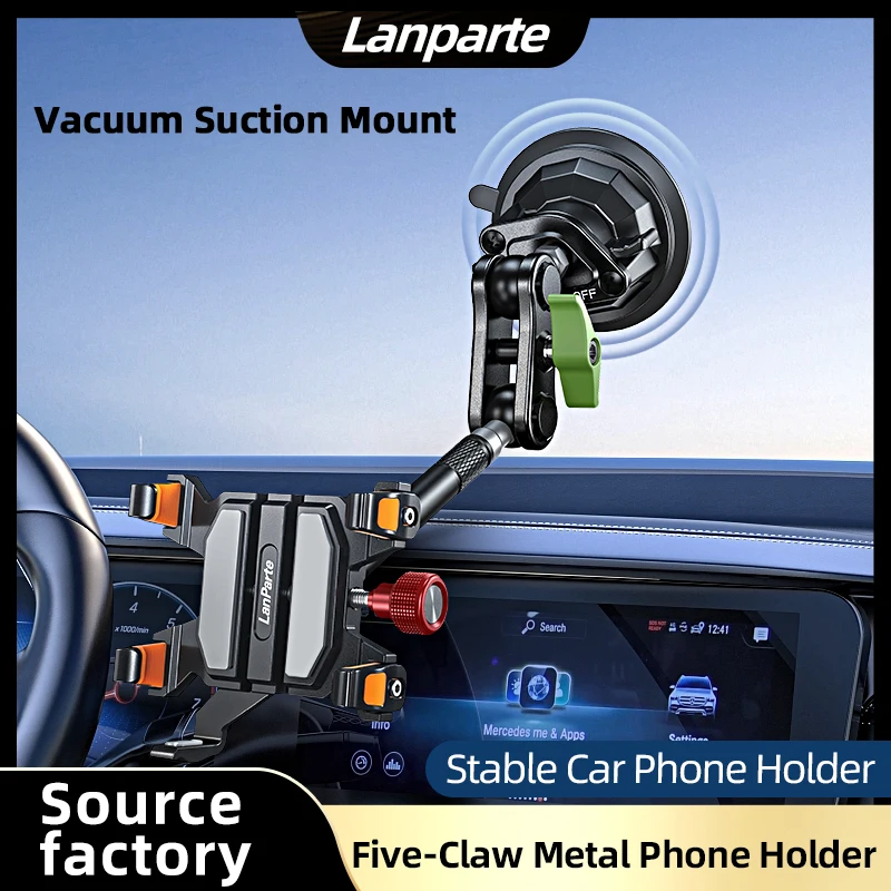 

Lanparte Phone Holders for Your Car Military-Grade Strongest Suction & Metal Clamp Arm Car Phone Holder Mount 360°Adjustable