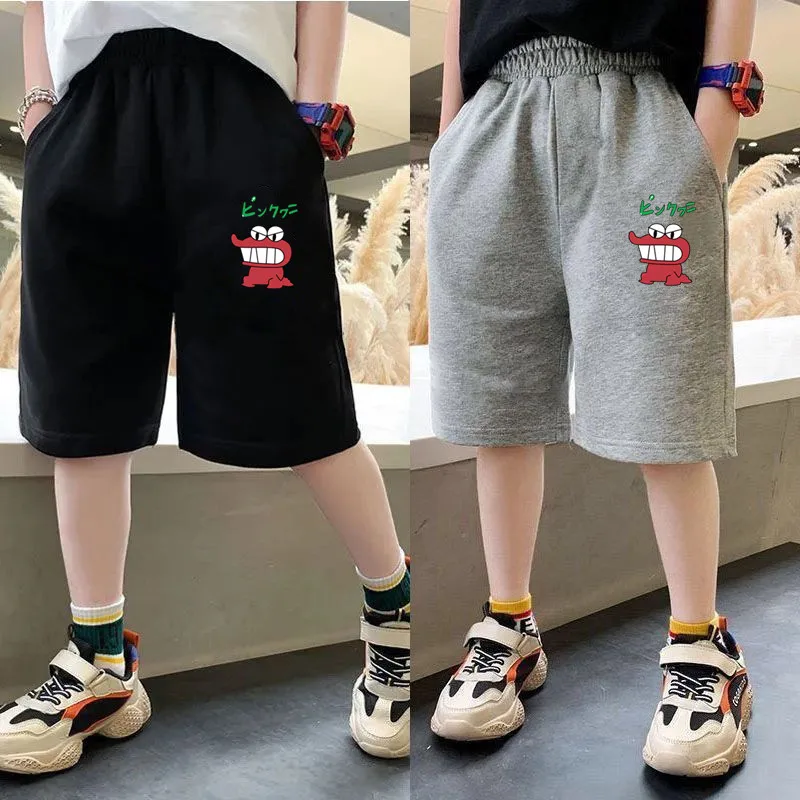 Summer Boys Sport Shorts 2024 Cartoon Dinosaur Printed Kids Pants Teens Running Sweatpant with Pocket