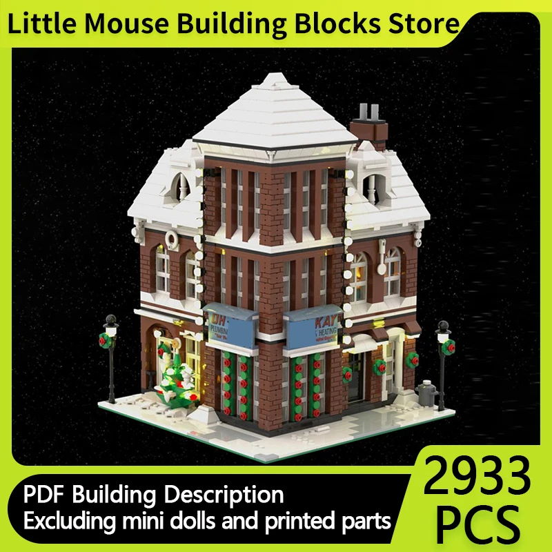

City Street View Model MOC Building Bricks Red-Brick Mansion Modular Technology Gifts Holiday Assemble Children Toys Suit