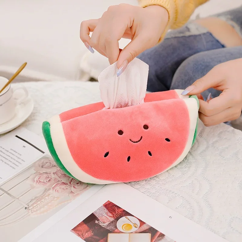 Cartoon Cute Fruit Pineapple Avocado Plush Tissue Box Durable Home Car Hotel Sofa Paper Holder Napkin Case Pouch Nice Gift