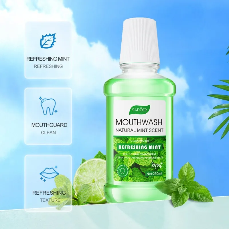 250ml พีช Mint มะนาวดึงน้ํามันน้ํายาบ้วนปากธรรมชาติ Breath Refresher Oral หยดสําหรับ Men & Women แอลกอฮอล์ฟรีเครื่องมือ Mouth Care