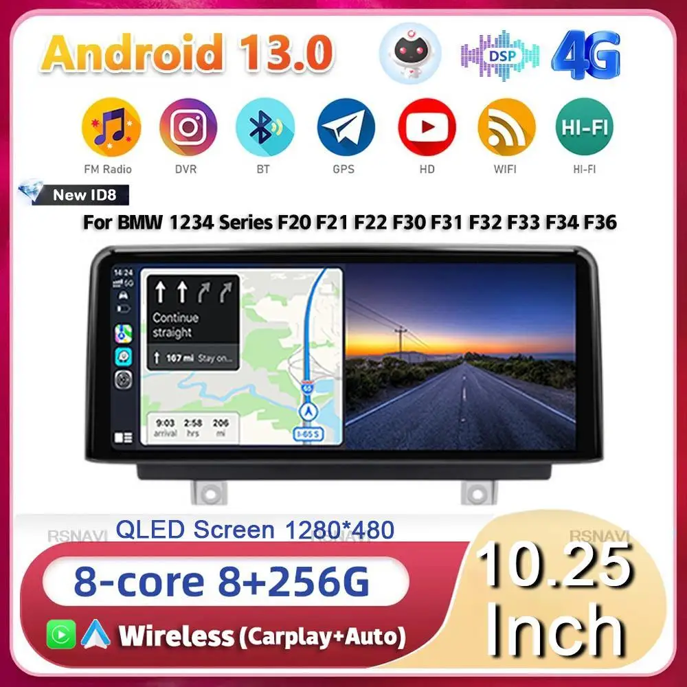 

10,25 ''Android 13 для BMW 1/2/3/4 серии F20/F21/F22/F30/F31/F32/F33/F34/F36 мультимедийная стерео беспроводная Carplay авто радиоприемник