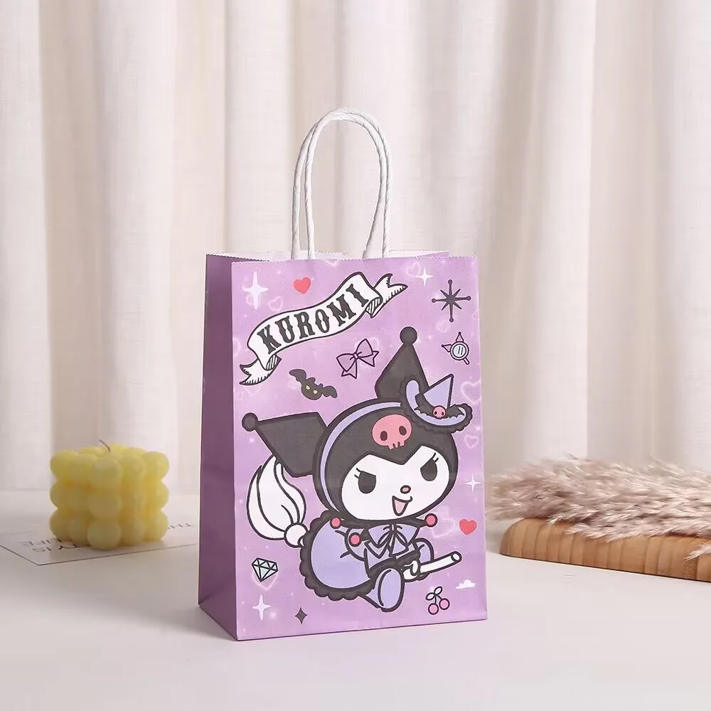 HelloKittys Kuromi-bolsas de regalo de papel Kraft, paquete de Caja de galletas de caramelo, bolso de mano, suministros para fiestas de cumpleaños, Kawaii, Anime, 2024