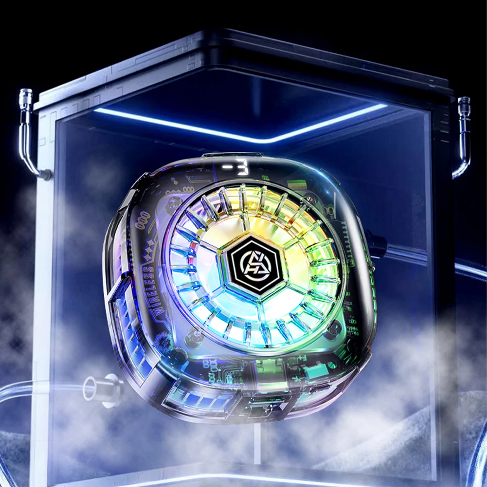 3 in 1 Magnetic/Back-clip Mobile Phone Summer Cooler for PUBG Game 15W Mobile Cooling Fan Digital Display RGB for Android iPhone