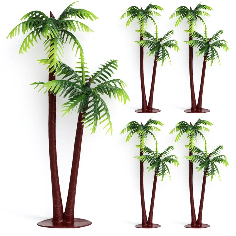 5 pezzi realistici decorazioni per albero di cocco piante di palma in plastica realistiche acquario decorazioni per acquari micro accessori paesaggistici