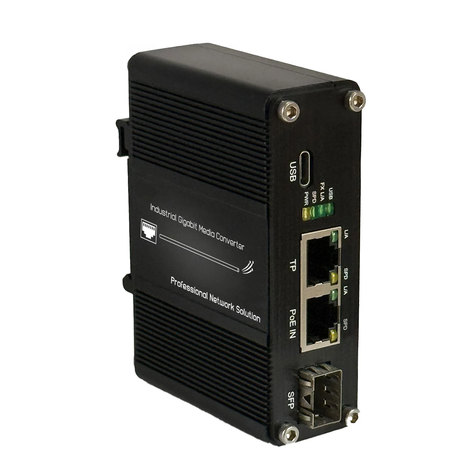 Mini Industrial 3/5-Port 10/100/1000T + 1/2-Port 100/1000X SFP PD Switch with PoE Splitter Function or Type-C Output