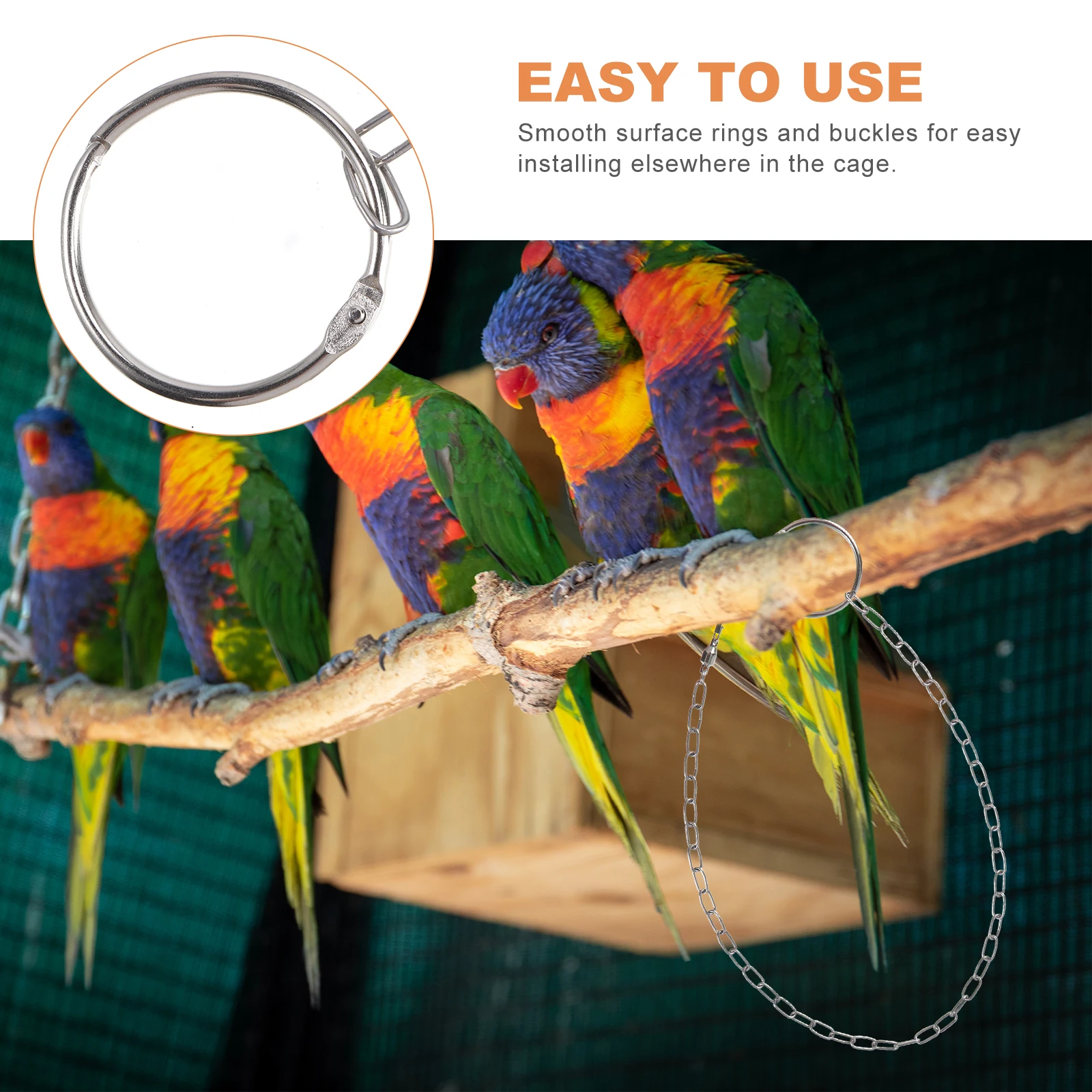 

Stainless Steel Anklet Bird Foot Lock Chain Leash for Parrot Leg Rings Portable Tether Birds Tie Accessory