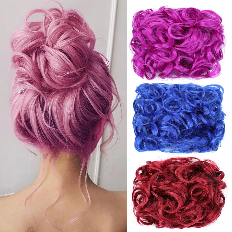 

Combs Messy Bun Hair Piece Curly Dish Hair Buns Extension Thick Chignon Hairpiece Clip in Ponytail Scrunchies Hair Pieces