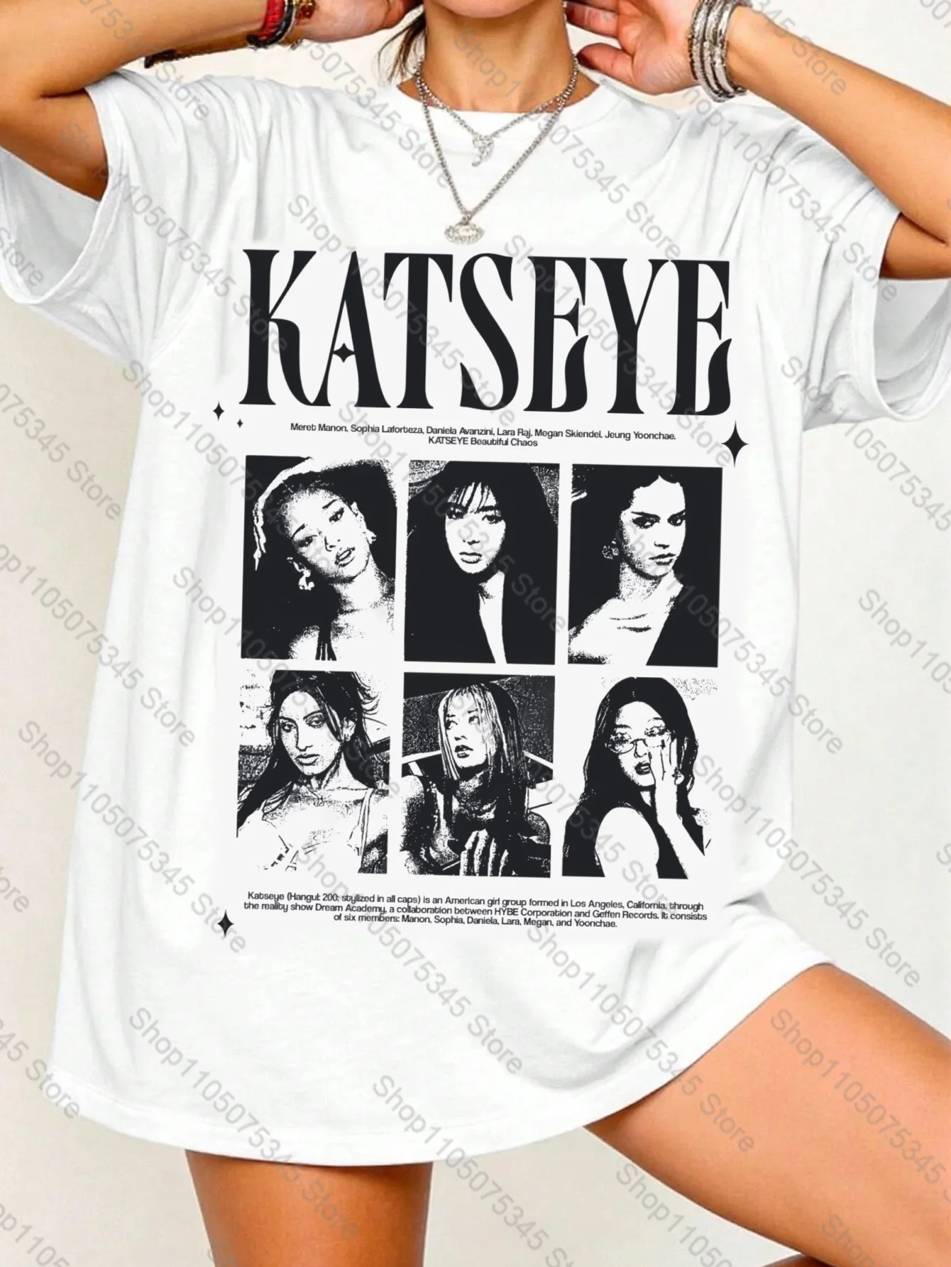 Camiseta Kpop Oversize Y2K Gabriela Katseye Beautiful Chaos Tracklist Katseye World Tour para Mujer, Ropa Femenina Katseye