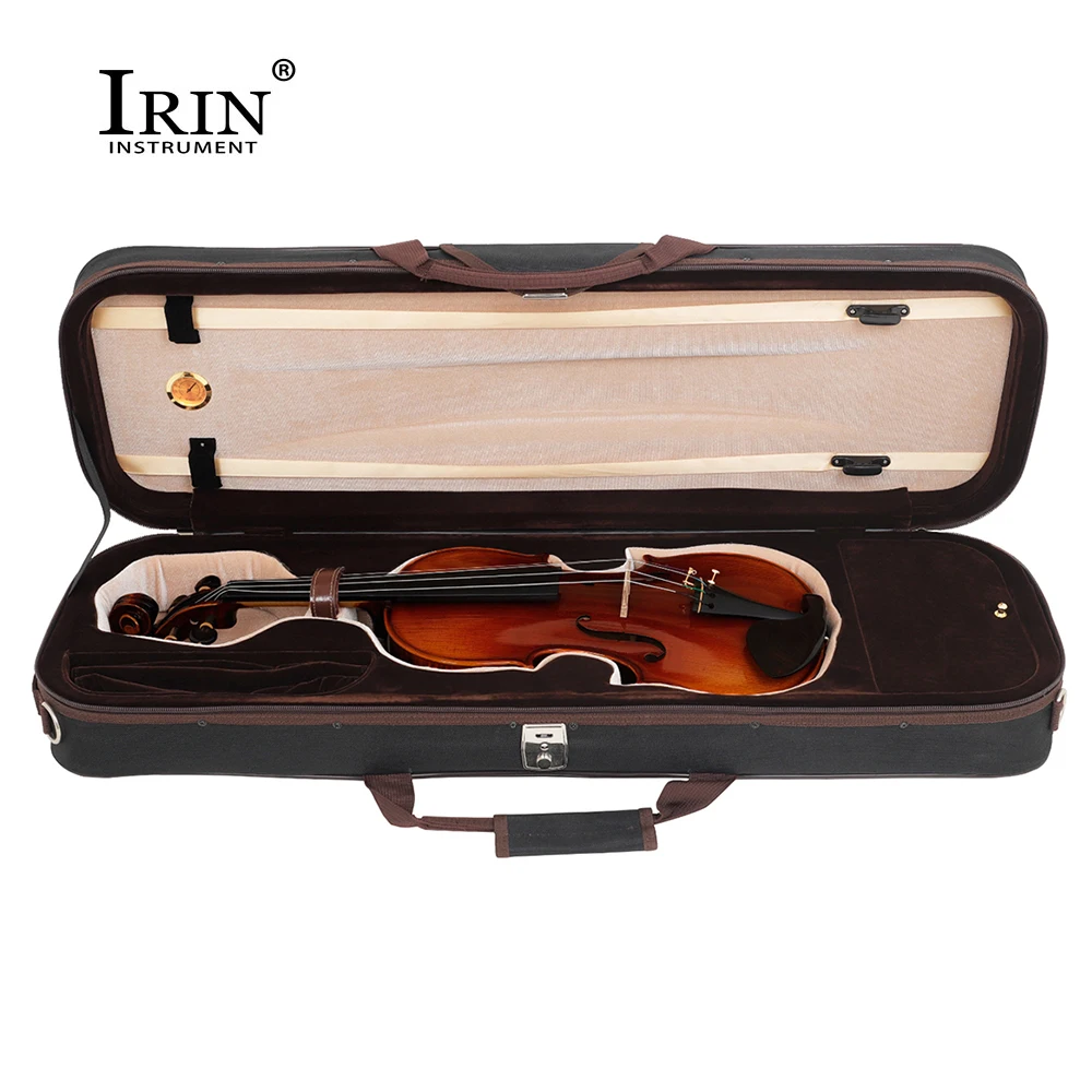 

IRIN 4/4 Violin Case Bag Box High Quality Storage Flannel Square Box Built-in Hygrometer Fiddle Case Stringed Instrument Parts