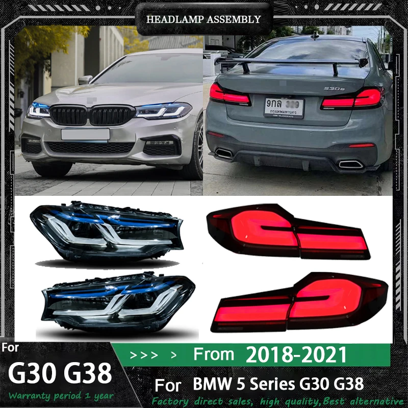 

Car LED Headlight + Tail Light Assemblies For BMW G30 G38 M5 F90 2018-2020 Auto Fog DRL Brake Turn Signal Lamp Plug and Play