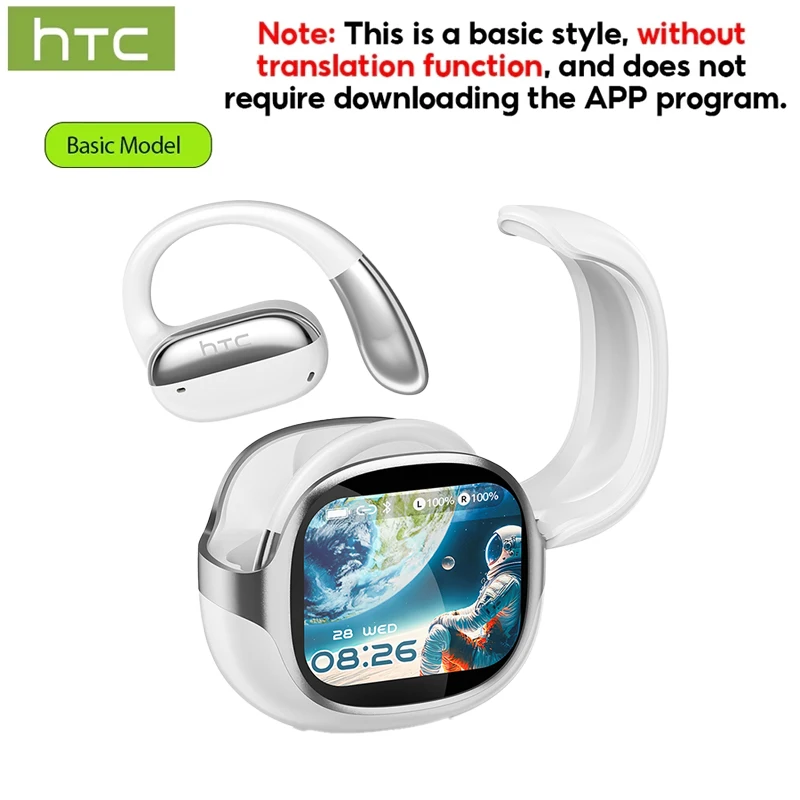 HTC NE58 Kabellose Kopfhörer Bluetooth LED-Touchscreen KI-Übersetzung Ohrhörer HiFi-Klang HD-Anrufe Knochenschall-Kopfhörer