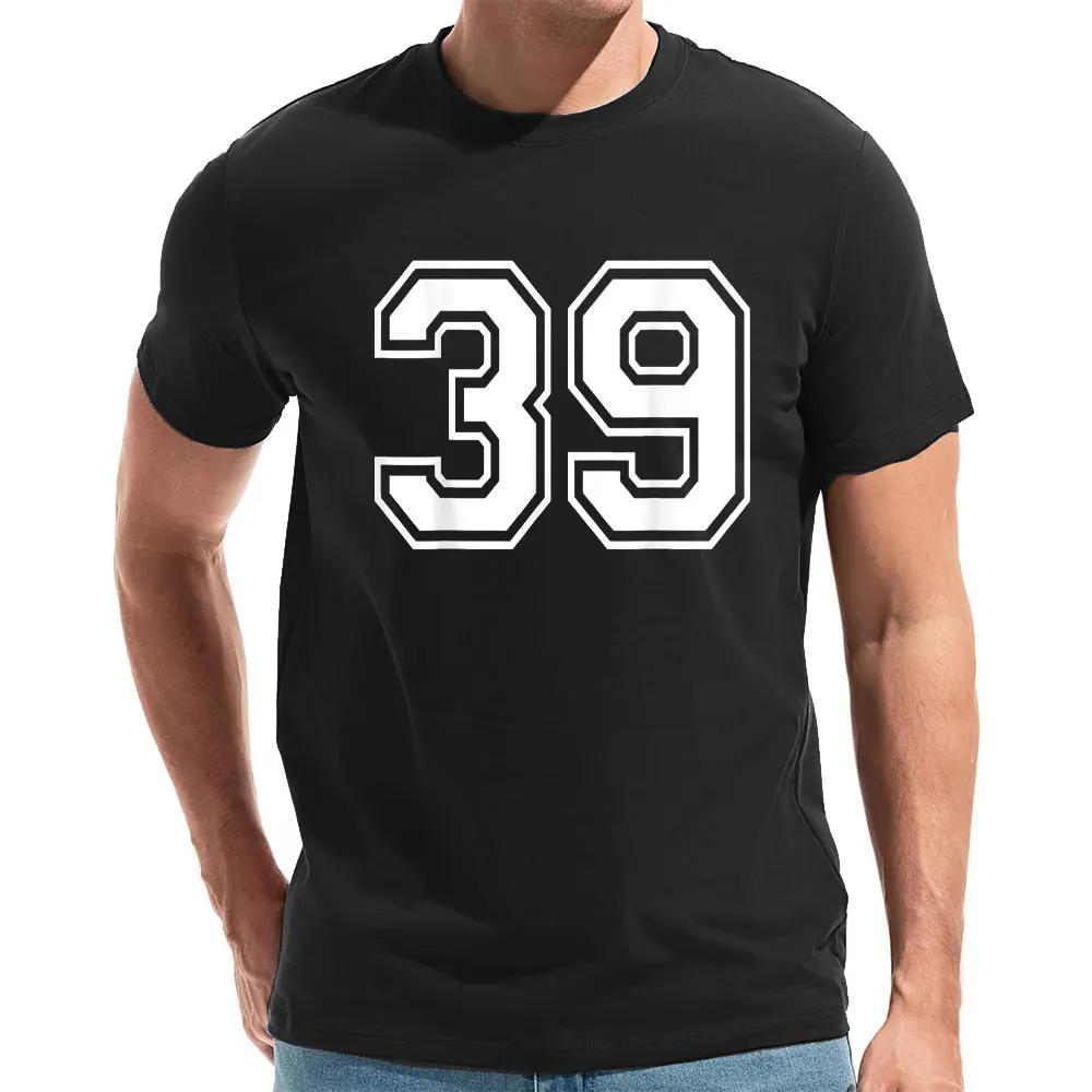 39th Birthday Present T-Shirt Men Women Shirts Graphic T Shirts High Quality Cotton Tops Number 39 Varsity Sports Team Jersey