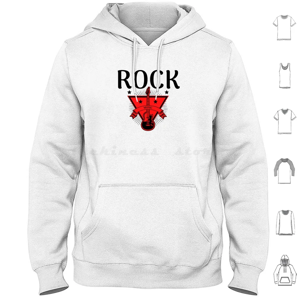 Rock Music Hoodie Cotton Long Sleeve Music N Roll Music Rocker Band Music N Roll Guitar Musician Hard Fans Idea Metal Music