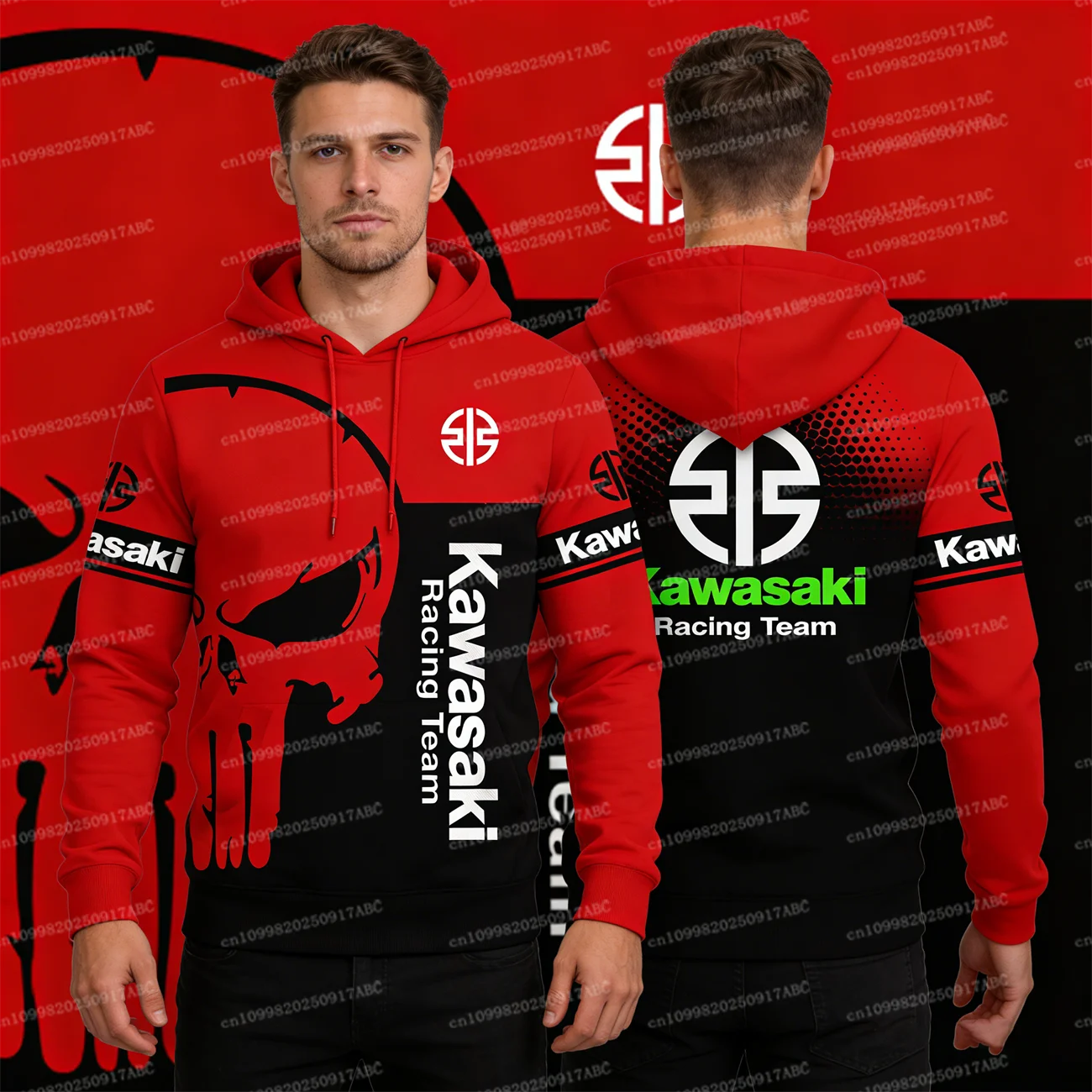 

（Kawasaki ）Men's Hoodie Y2K Kawasaki Hooded Spring autumn Motorcycle Riding Off-Road Women Pullover Extreme Sports Unisex Hoodie