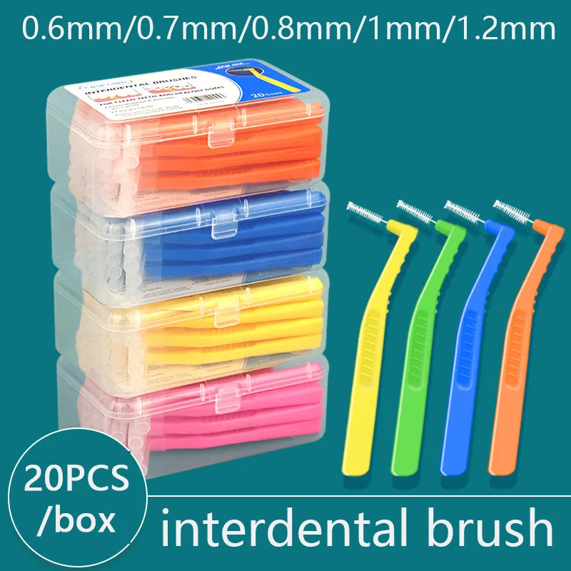 20-60pcs L-shaped Interdental Brushes for Cleaning Interdental Brush Dental Orthodontic Clean Between Teeth Cleaning Tools