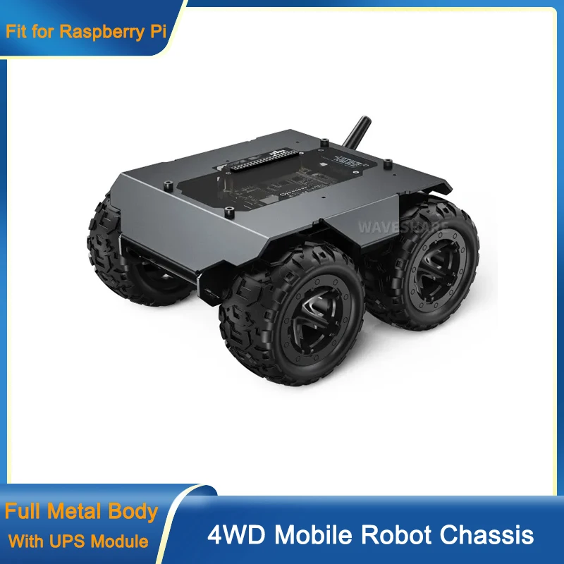 WAVE ROVER 4WD Mobile Robot Chassis Multiple Hosts Support Full Metal Body Onboard ESP32 Fit for Raspberry pi 4B