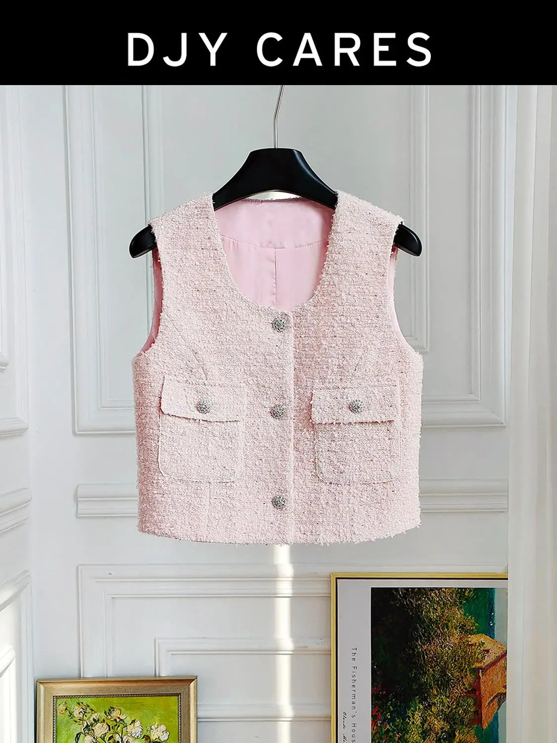 

Новый розовый сладкий и игривый короткий жилет большого размера