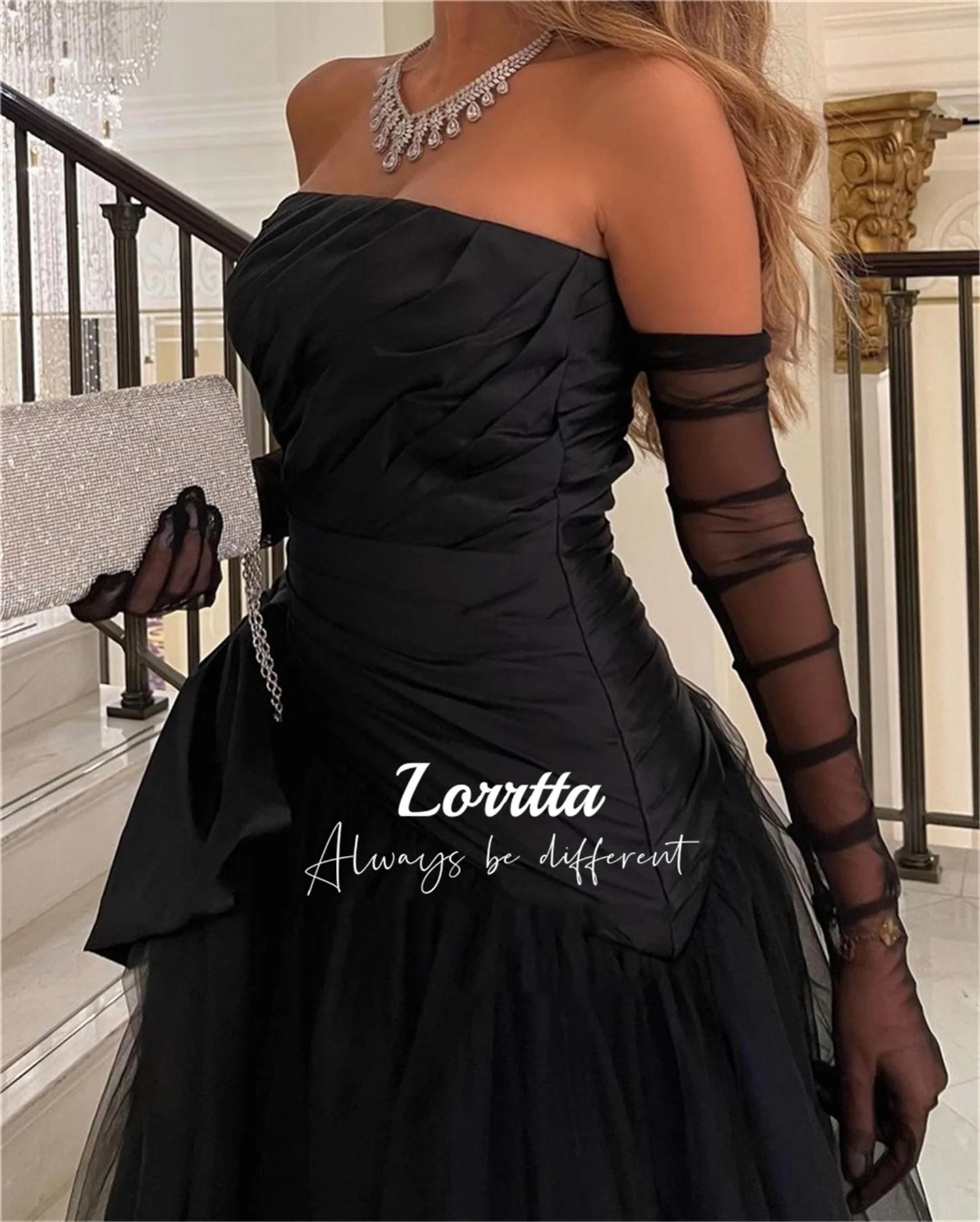 Lorrtta Tulle A Line Ball Gown Saudi Arabia Strapless Princess Dress Women\'s Long Evening Prom Elegant Luxury Wedding Customized