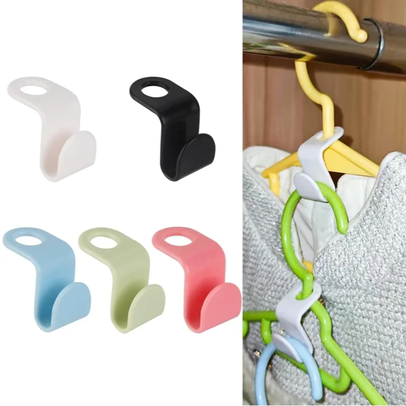 30/60pcs Clothes Hanger Connecting Hook Superimposed Storage Connecting Buckle Wardrobe Storage Device Clamp Random Color.