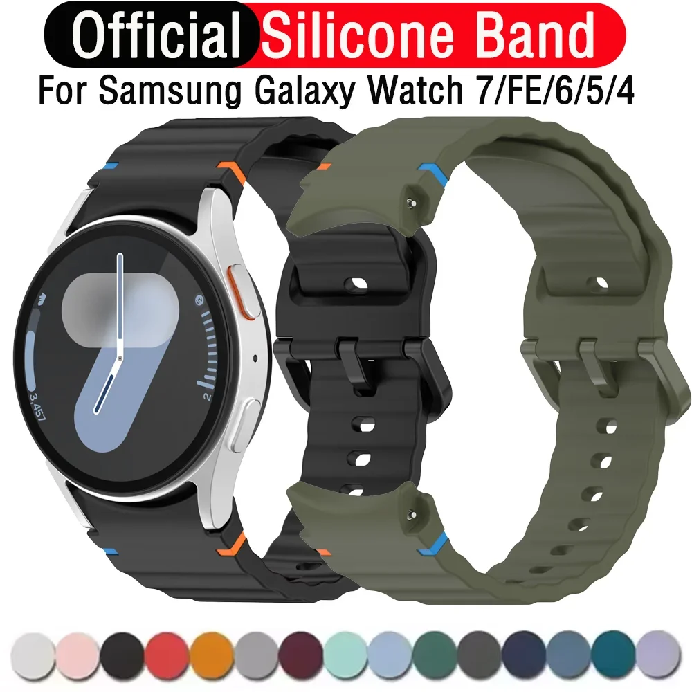 Silikonarmband für Samsung Galaxy Watch 7/FE/6/5/4 44mm 40mm 5 Pro 45mm Offizielles Armband Galaxy Watch 6 4 Classic 47/43mm Band