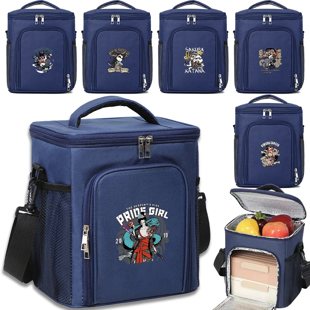

Insulation Picnic Ice Pack Delivery Bag Samurai Printing Series Portable Organizer Boxes Insulated Case Thermal Insulation Box