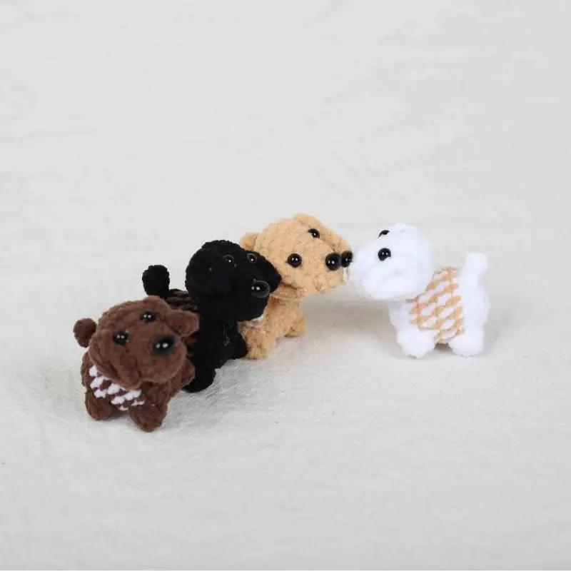 1Pcs Knitted Animal Dog Pendant Fashion Handmade Crochet Keychain Cute Mini Knitting Puppy Keyrings Bag Charm Decoration
