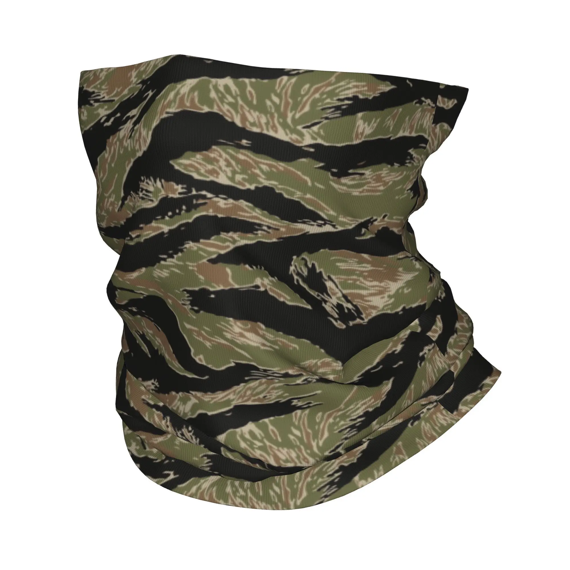 Custom Tiger Stripe Camo Bandana Neck Warmer Women Men Winter Ski Tube Scarf Gaiter Military Tactical Camouflage Face Cover
