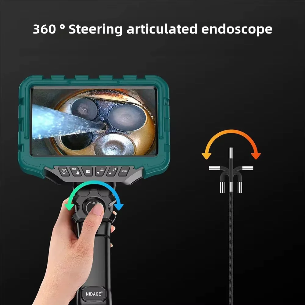 7-inch Screen 6.5/6.2/3.9MM Single/Dual Lens 1080P HD 360° Steering Endoscope HD Camera for Car Maintenance Engine Detection