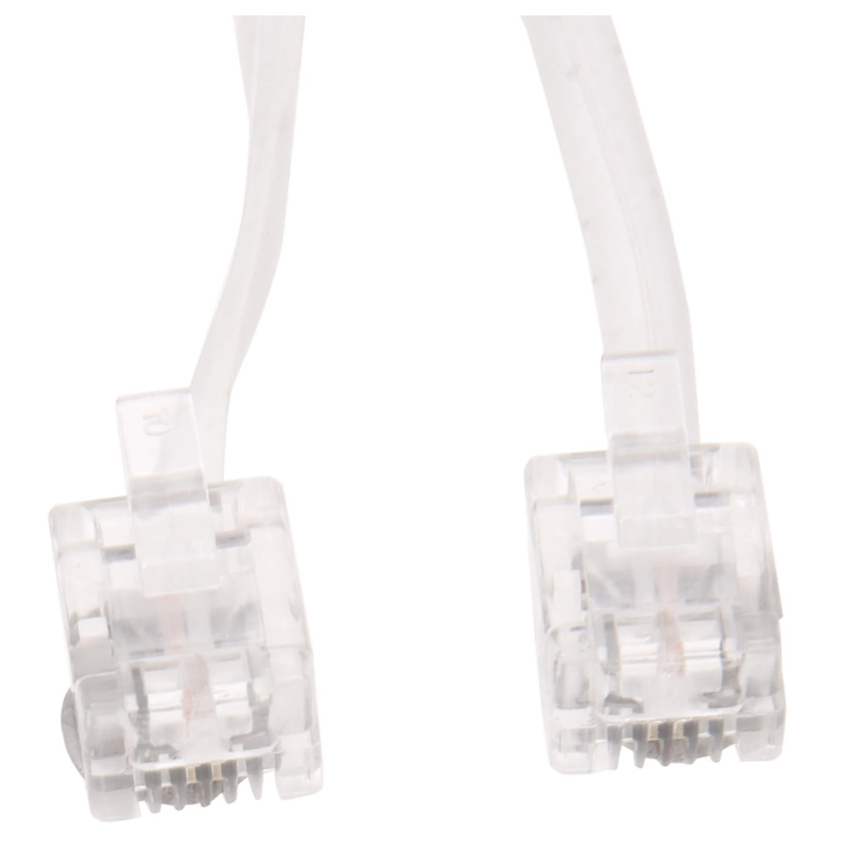 ABZZ-2X White Male 6P2C RJ11 Plug Telephone Fax Modem Line Cable, 14M For Landline Telephone