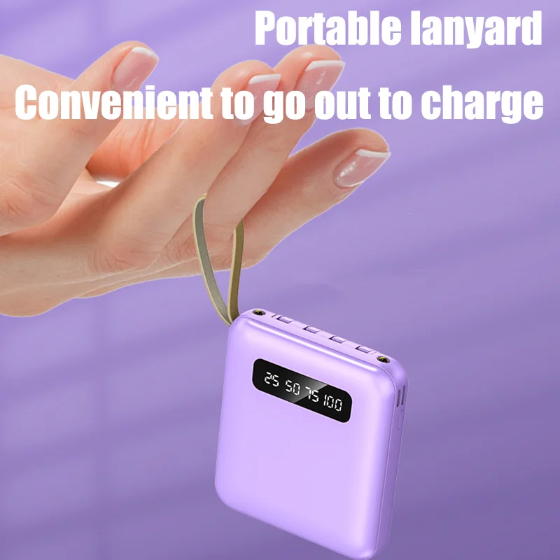 30000mAh Power Bank Fast Charge Large Capacity Portable PowerBank 4 in1 Cable For iPhone Samsung HUAWEI 2024 NEW