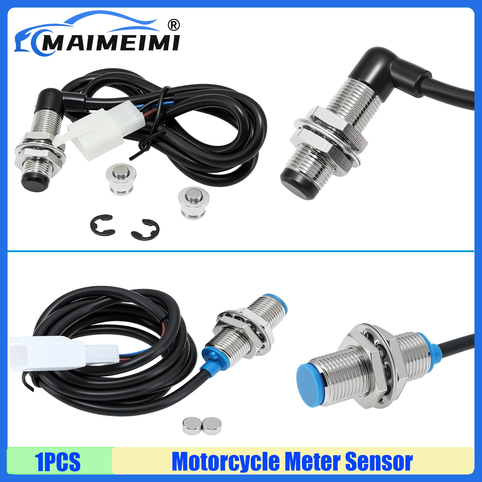 M12X1.0 Universal Motorcycle Speedometer Sensor Cable Digital Odometer Magnetic Replacement Kit with 2 Magnets for Gauge Repair