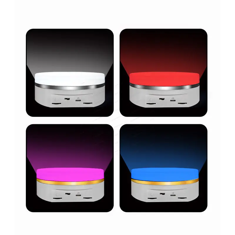 16CM Color Gradient Light Electric Rotating Display Stand Load‑Bearing Turntable Live Shooting Platform Model Rotating Rack