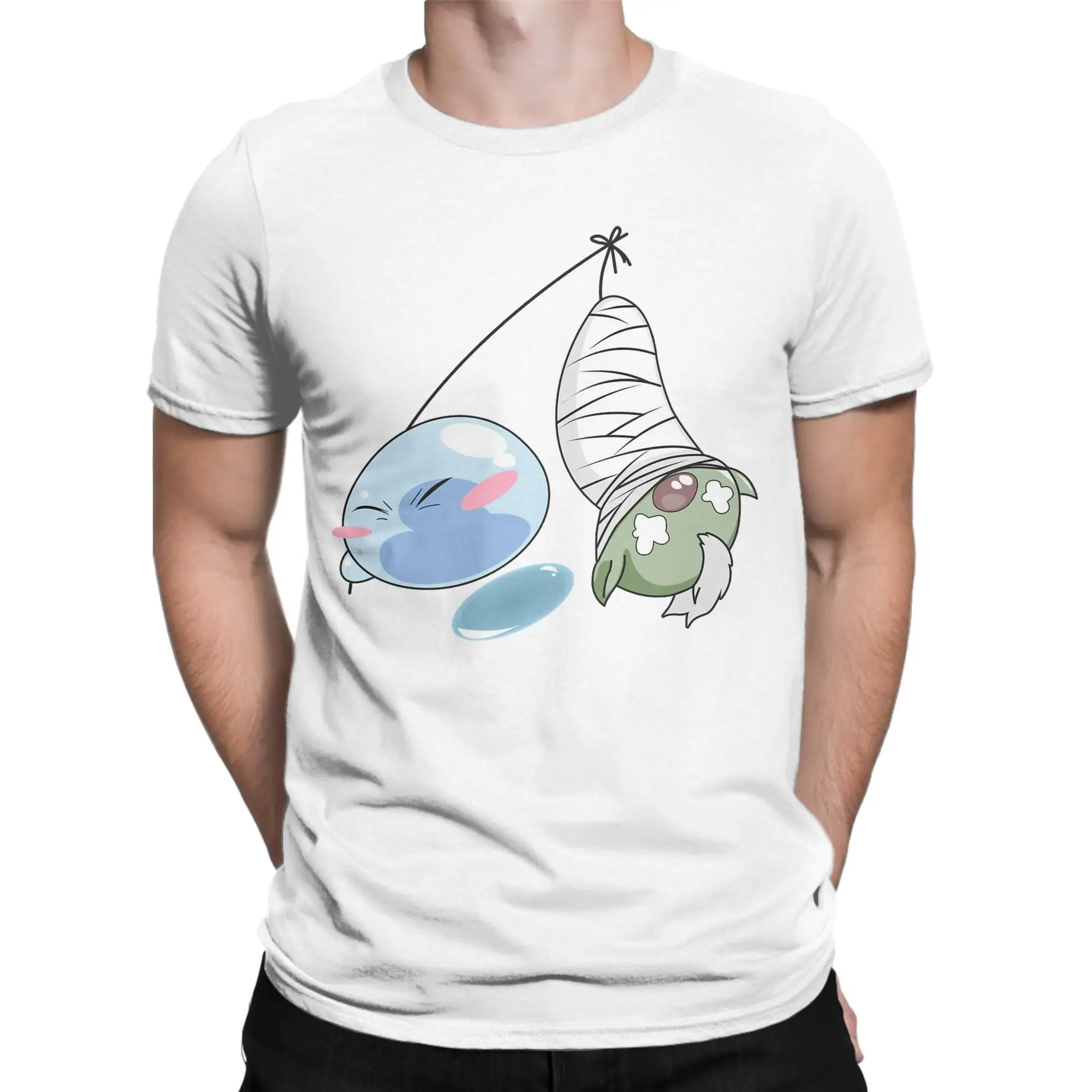 Rimuru and Gobuta Chibi Men T Shirt  That Time I Got Reincarnated as a Slime Tee Shirt O Neck T-Shirt Pure Cotton 4XL 5XL Tops