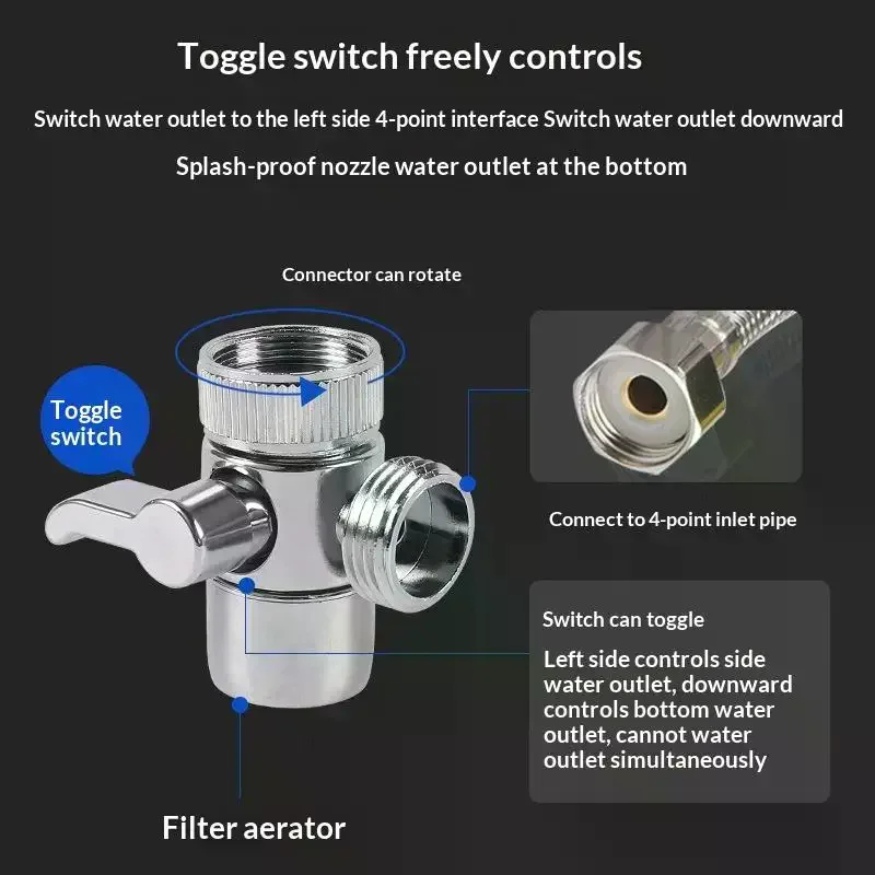 Faucet Adapter Kitchen Sink Splitter Diverter Valve Water Tap Connector For Toilet Shower Bathroom Kitchen